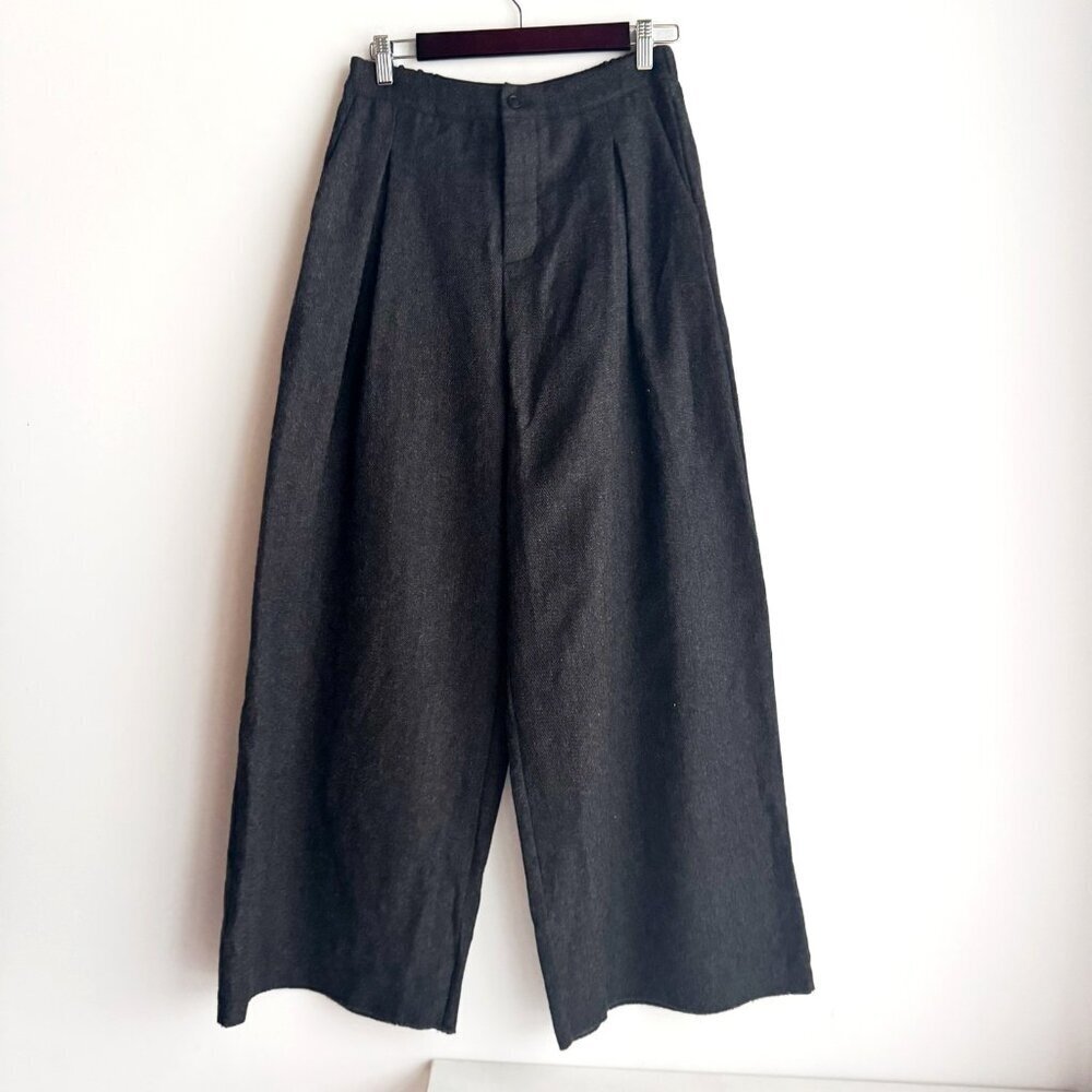 Elsa Esturgie Paris Dark Grey Wool Wide Leg Pants 40 MAde in France